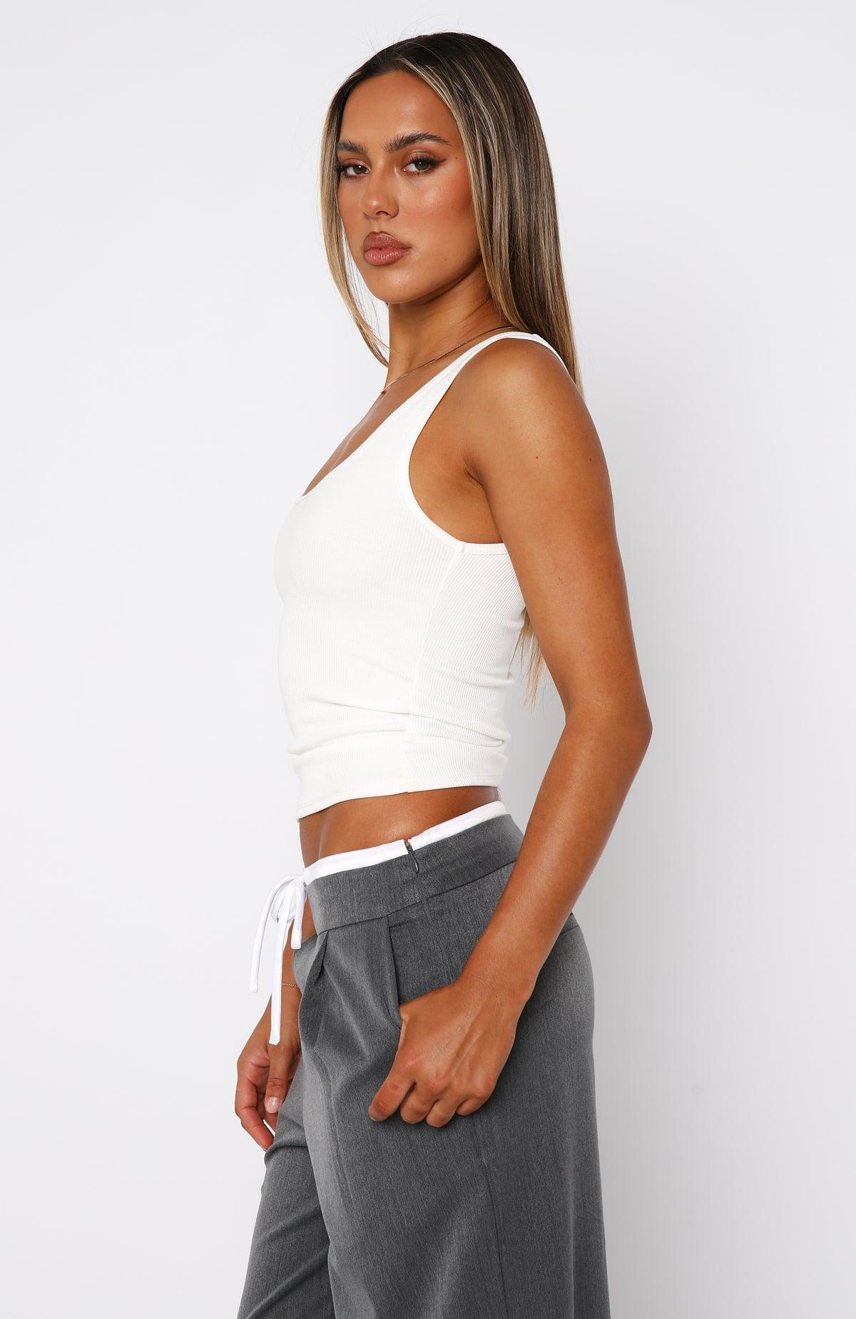 Let Me Adore You Ribbed Tank Top White Product Image
