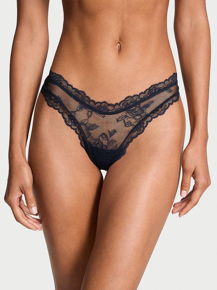 Rose Lace High-Leg Thong Panty Product Image