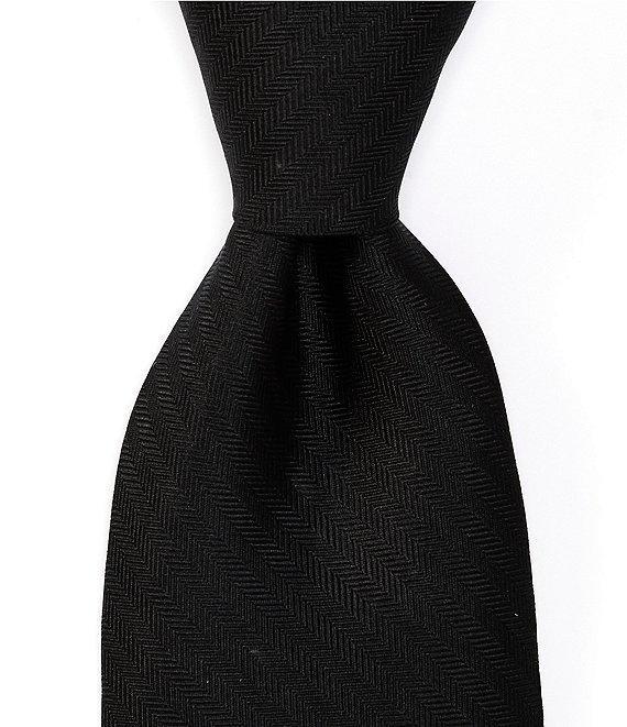Roundtree & Yorke Herringbone Solid Narrow 3 1/8#double; Silk Tie Product Image