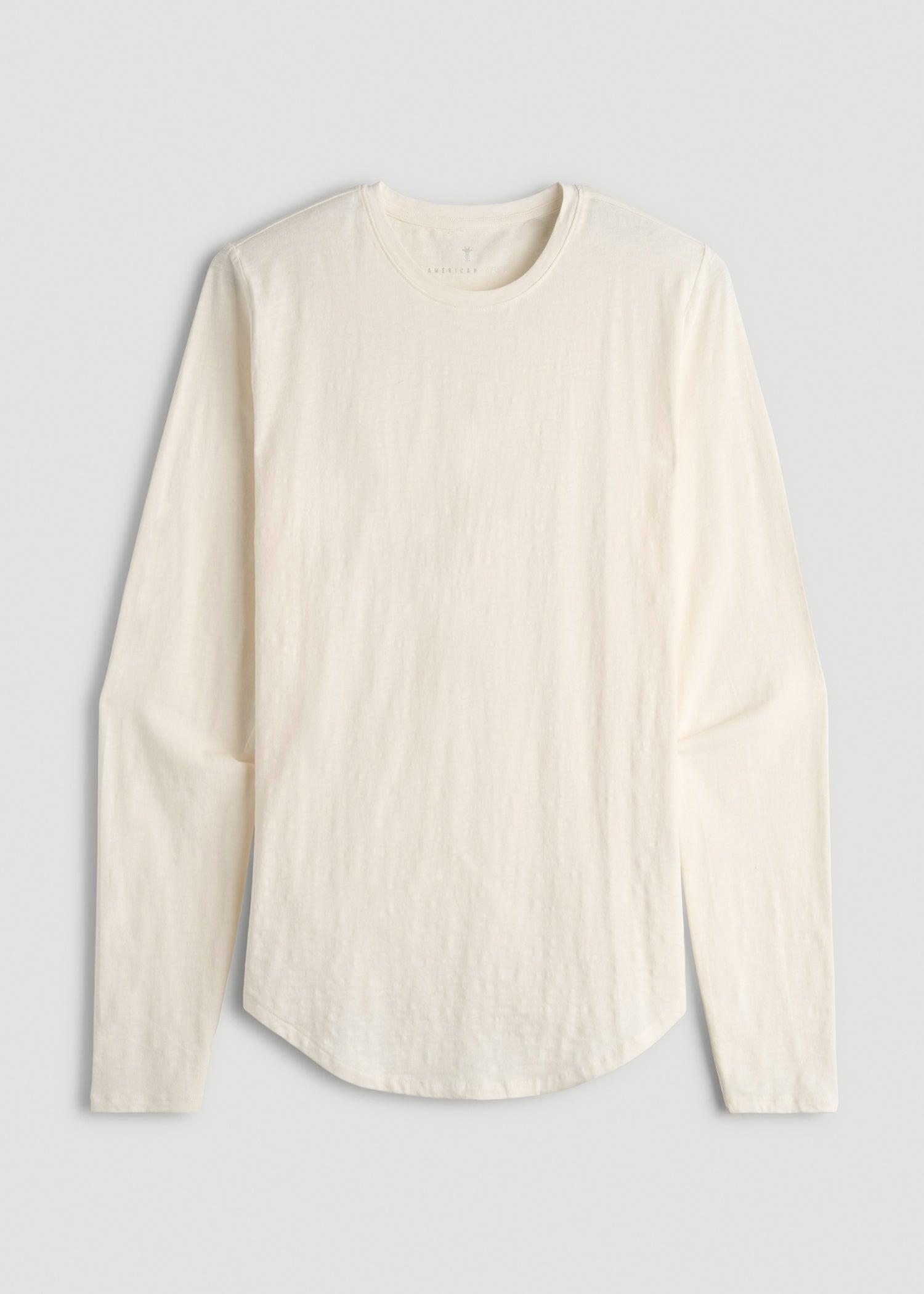 Slub Long Sleeve Scoop Tall Men's Tee in Ecru Product Image