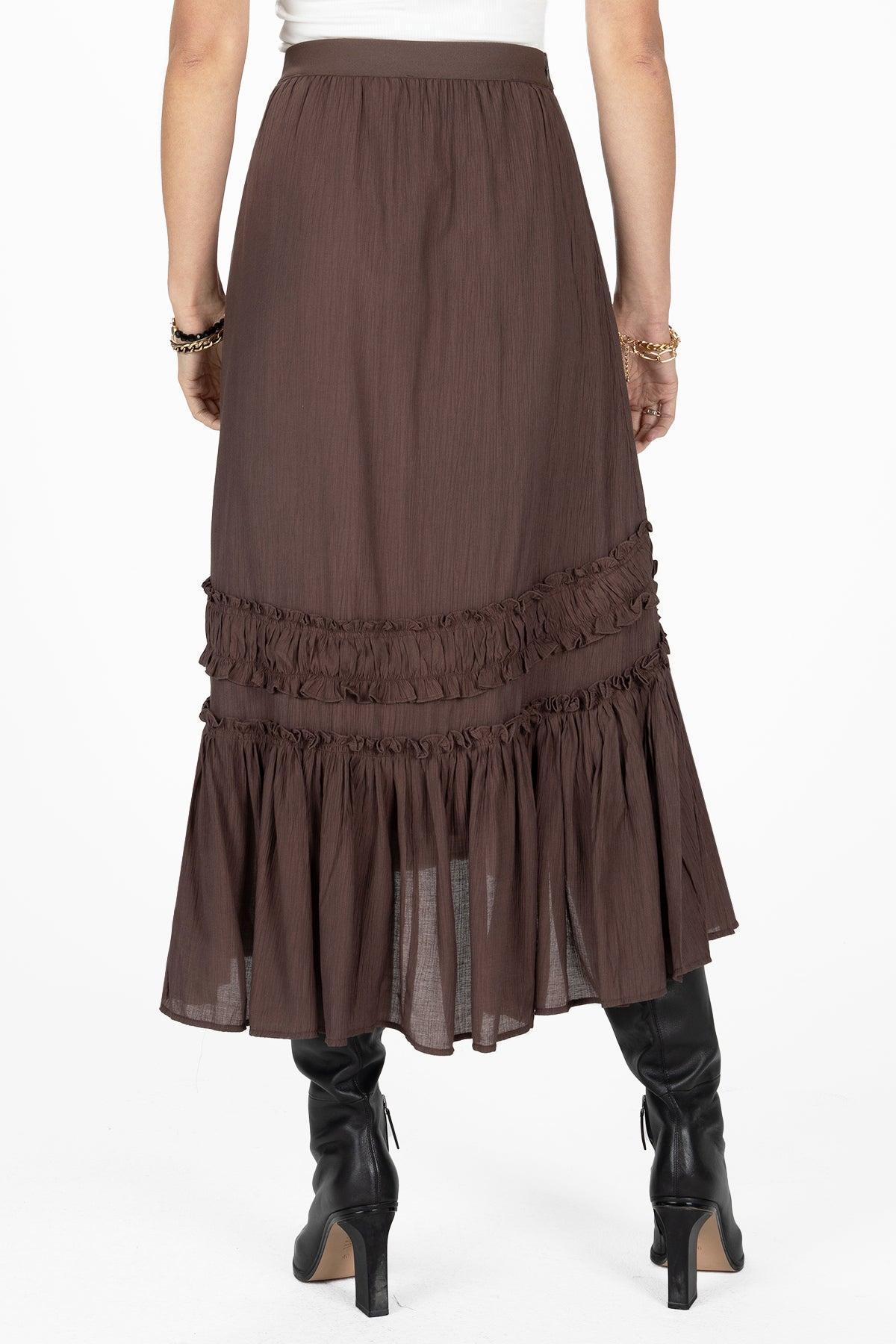 Asymmetical Ruffle Midi Skirt Product Image