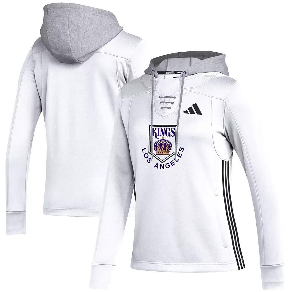 Women's adidas White Los Angeles Kings Refresh Skate Lace AEROREADY Pullover Hoodie, Size: Large, Kgs White Product Image