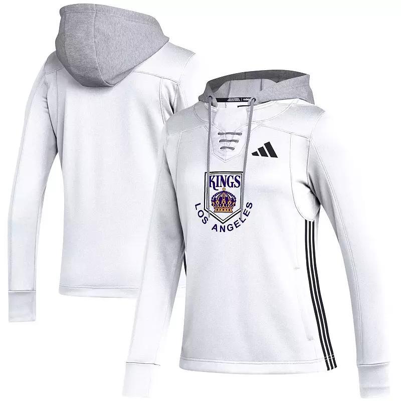 Women's adidas White Los Angeles Kings Refresh Skate Lace AEROREADY Pullover Hoodie, Size: Large, Kgs White Product Image