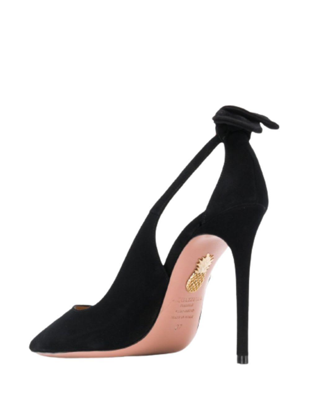 AQUAZZURA Bow Tie 85 Suede Pumps In Black Product Image