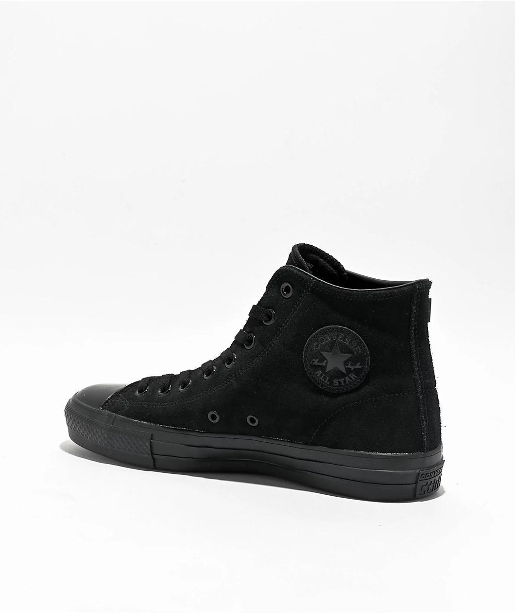 Converse Chuck Taylor All Star Pro Hi Black Suede Skate Shoes Product Image