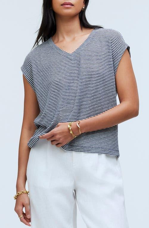 Madewell Relaxed V-Neck Tee in Stripe (Juniper Berry) Women's Clothing Product Image