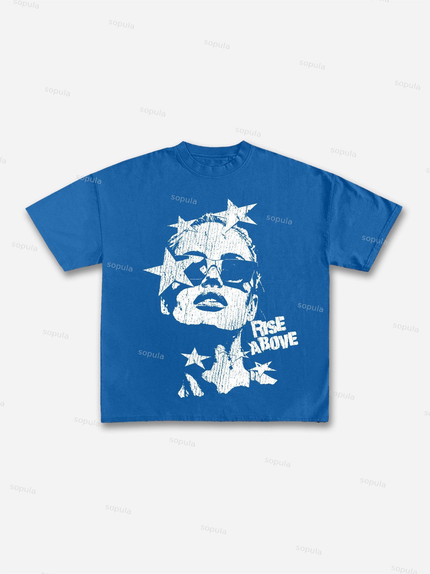 Street Drip Portrait Print Cotton T-shirt Product Image