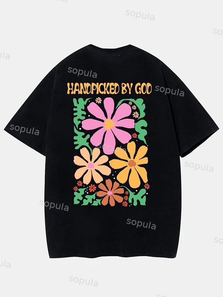Sopula Casual Handpicked By God Graphic Cotton Short Sleeve T-Shirt Product Image
