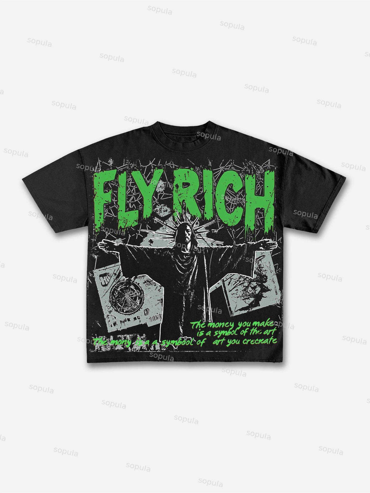 Vintage Flyrich Faith Graphic Print Cotton T-shirt Product Image