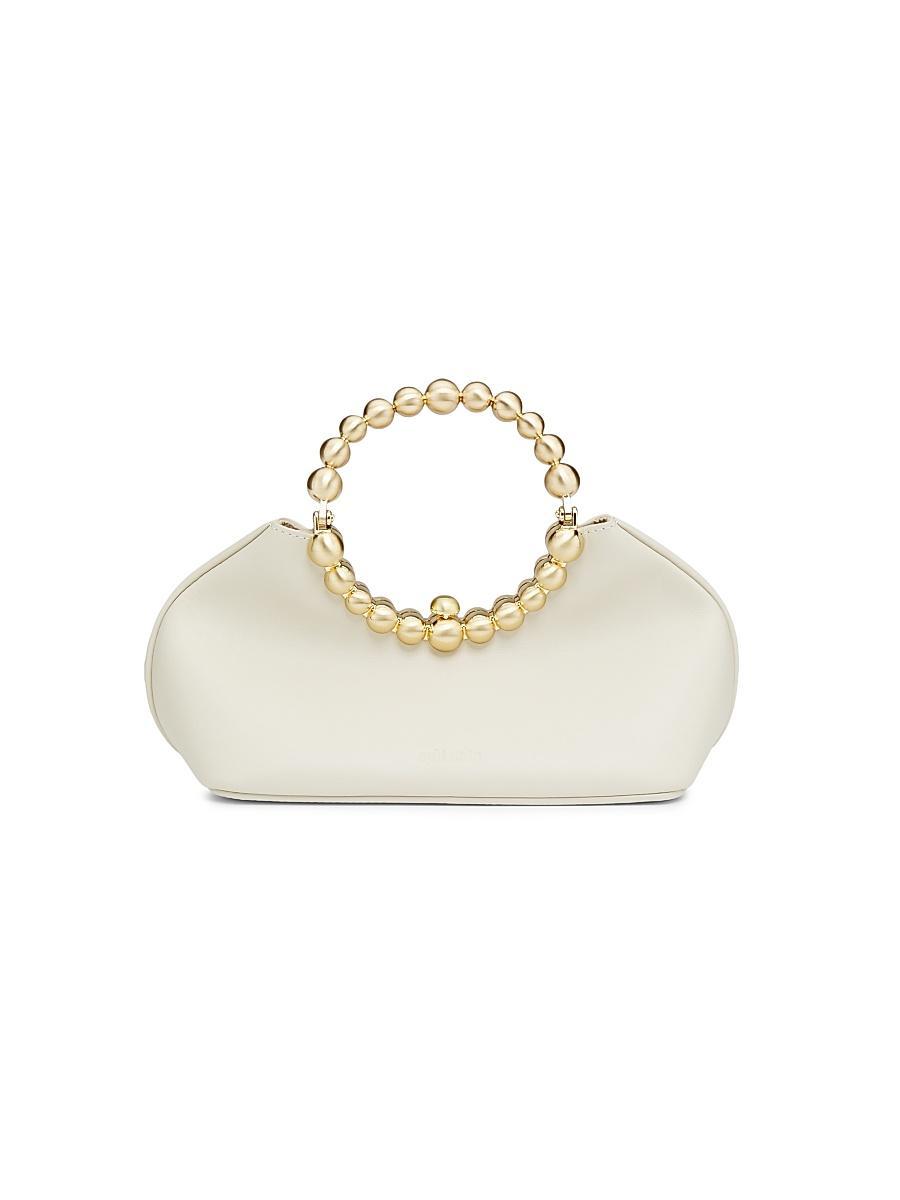 Womens Una Beaded Leather Top Handle Bag Product Image