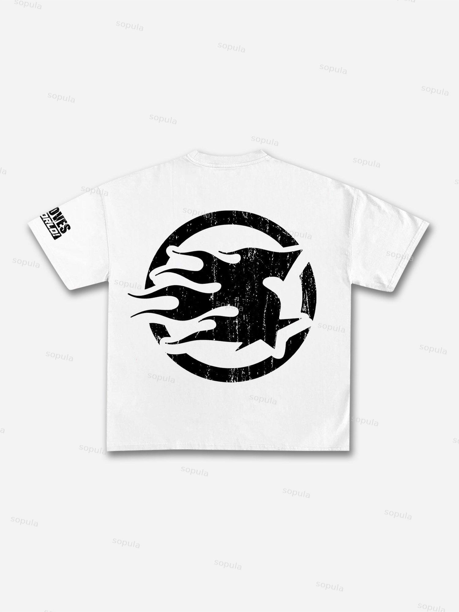 God Loves The World Burning Skull Statue Of Liberty Vintage Graphic Cotton T-shirt Product Image