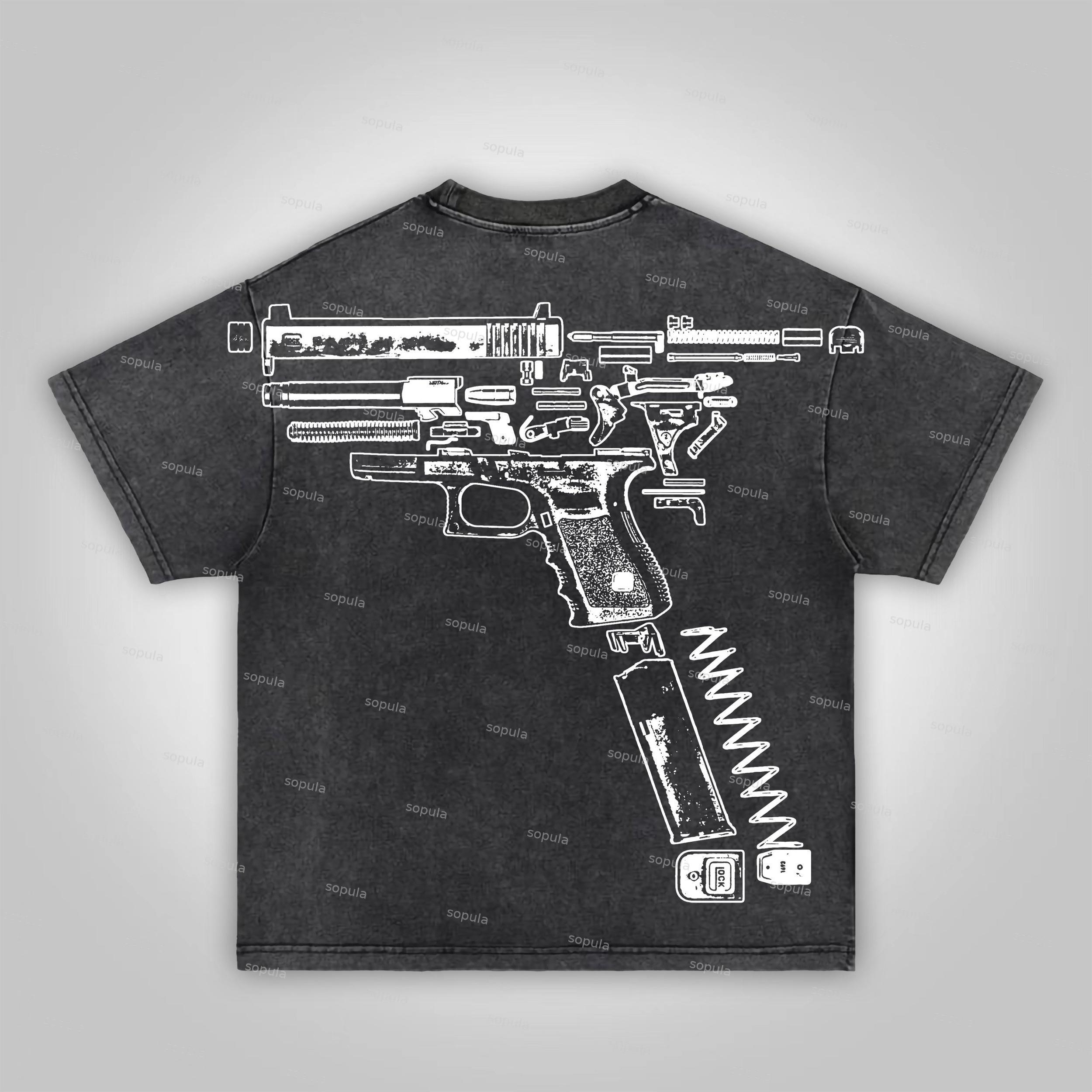 Sopula Vintage In Glock We Trust Graphic Acid Washed T-Shirt Product Image