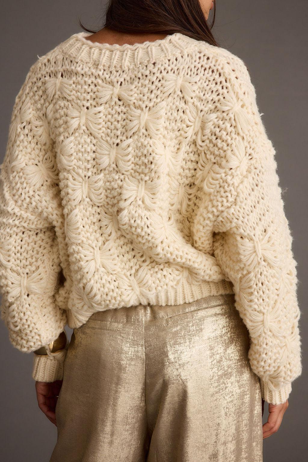 Bethany Cream Cable Knit Sweater Product Image