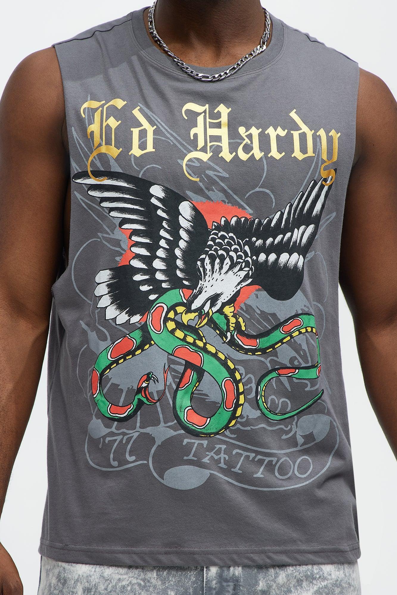 Ed Hardy Eagle Snake Muscle Tee - Charcoal Product Image