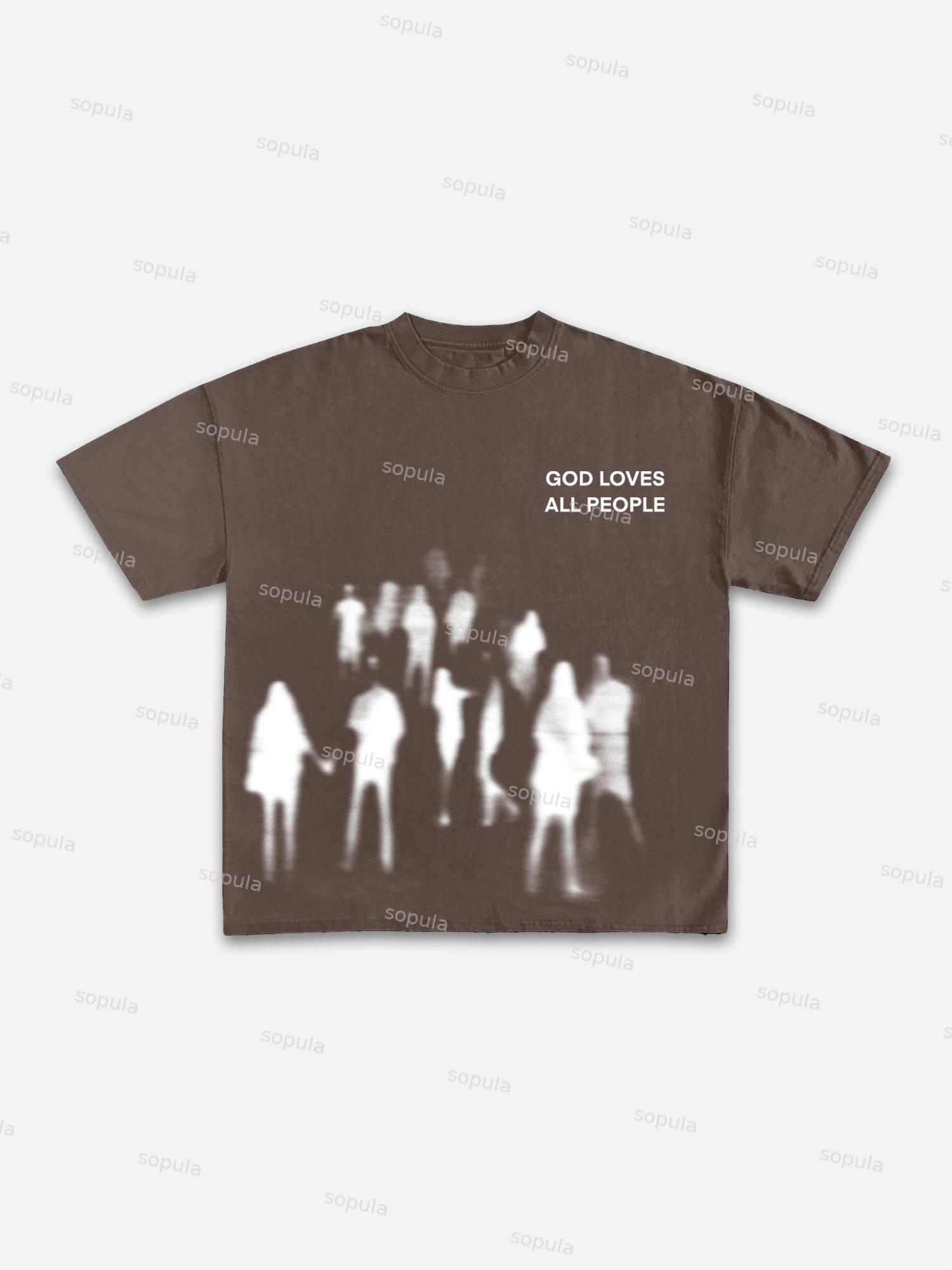 God Loves The World Vintage Abstract Figure Graphic Cotton T-shirt Product Image