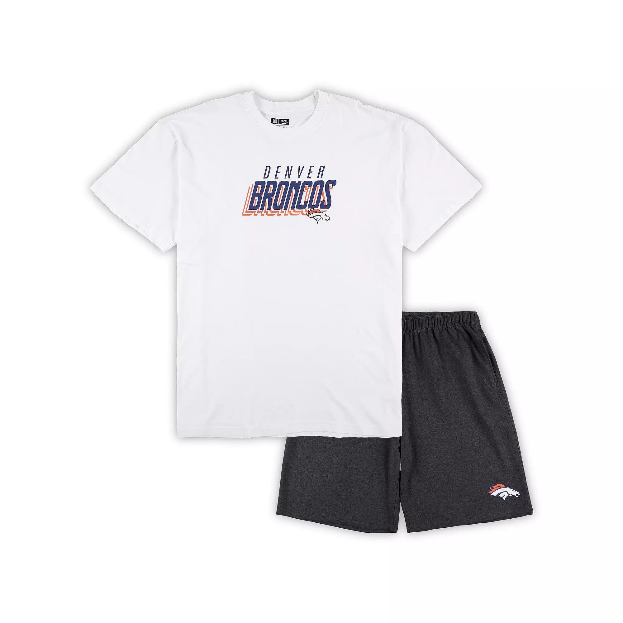 Men's Concepts Sport White/Charcoal Denver Broncos Big & Tall T-Shirt and Shorts Set, Size: 4XB Product Image