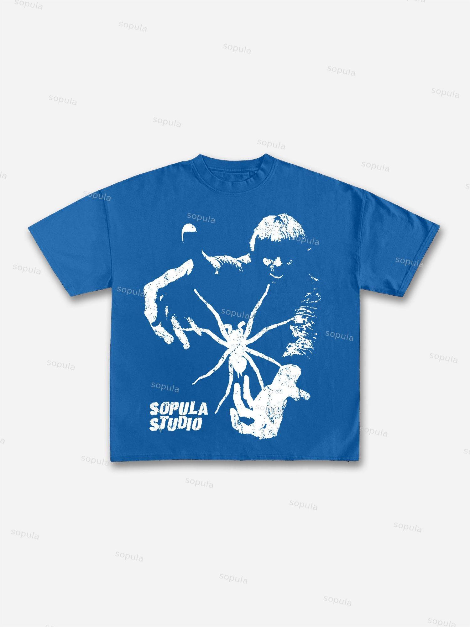 Cool Street Portrait Print Cotton T-shirt Product Image