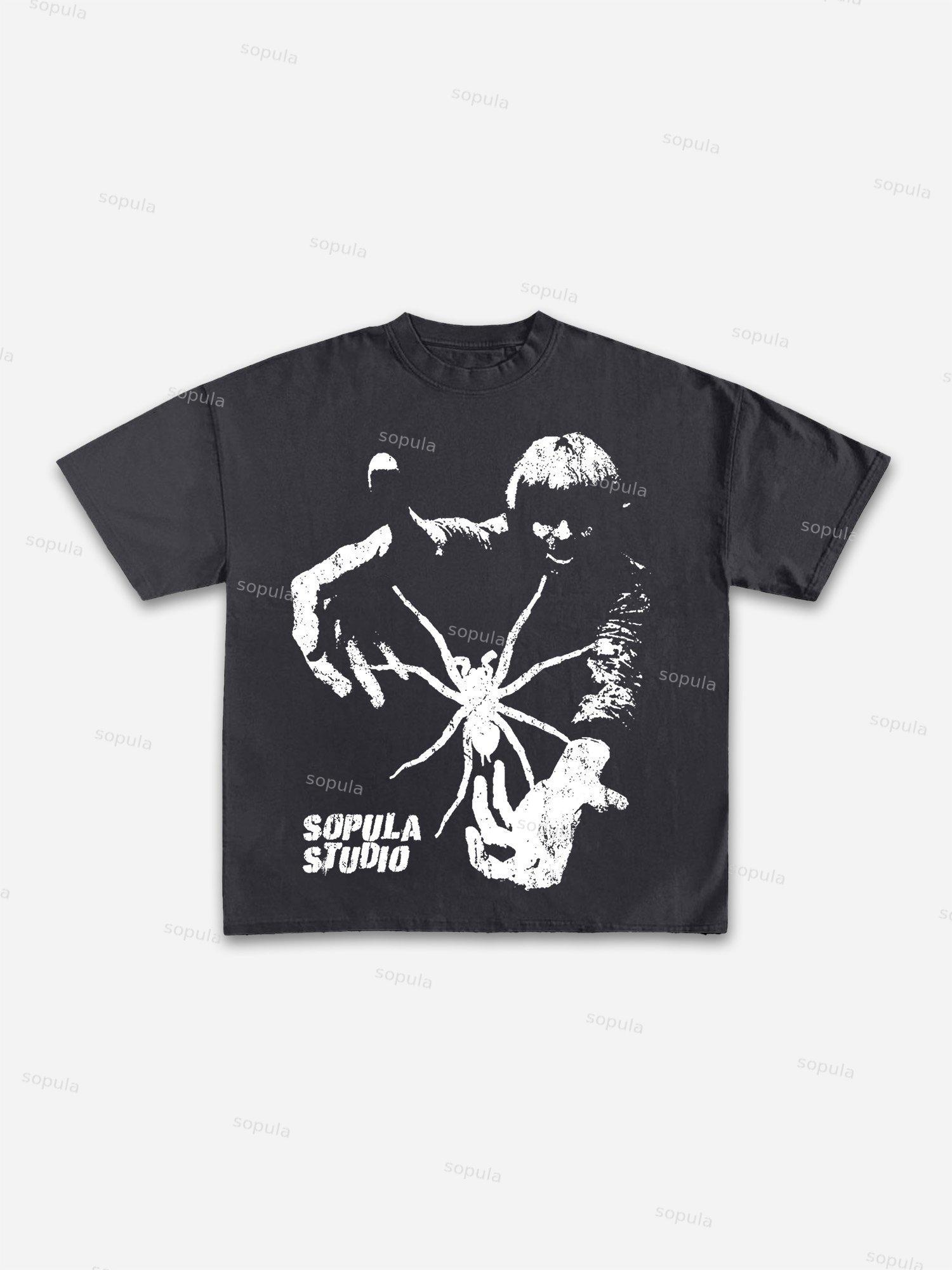 Cool Street Portrait Print Cotton T-shirt Product Image