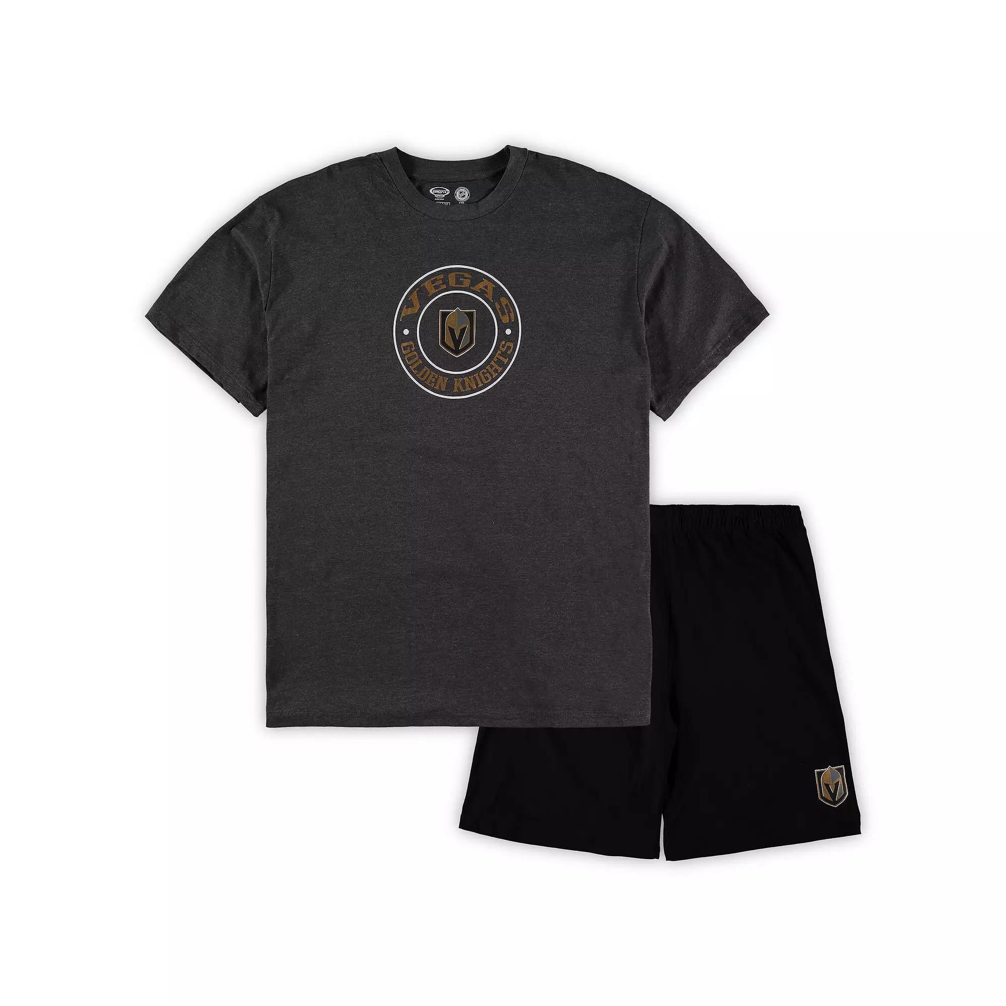 Men's Concepts Sport Black/Heathered Charcoal Vegas Golden Knights Big & Tall T-Shirt & Shorts Sleep Set, Size: 4XLT, Lvk Black Product Image