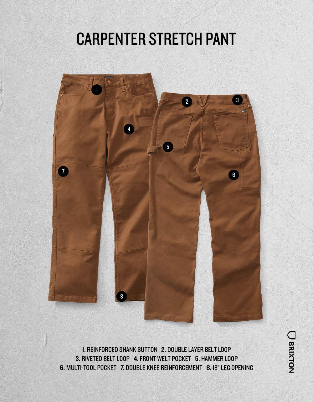 BRIXTON Carpenter Utility Stretch Mens Pants - BROWN Product Image