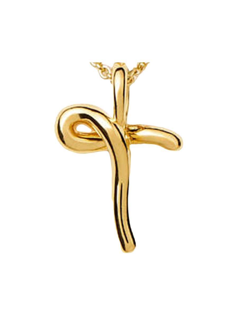 Womens 18K-Yellow-Gold Vermeil Curly Molten Mini Initial Pendant Necklace Product Image