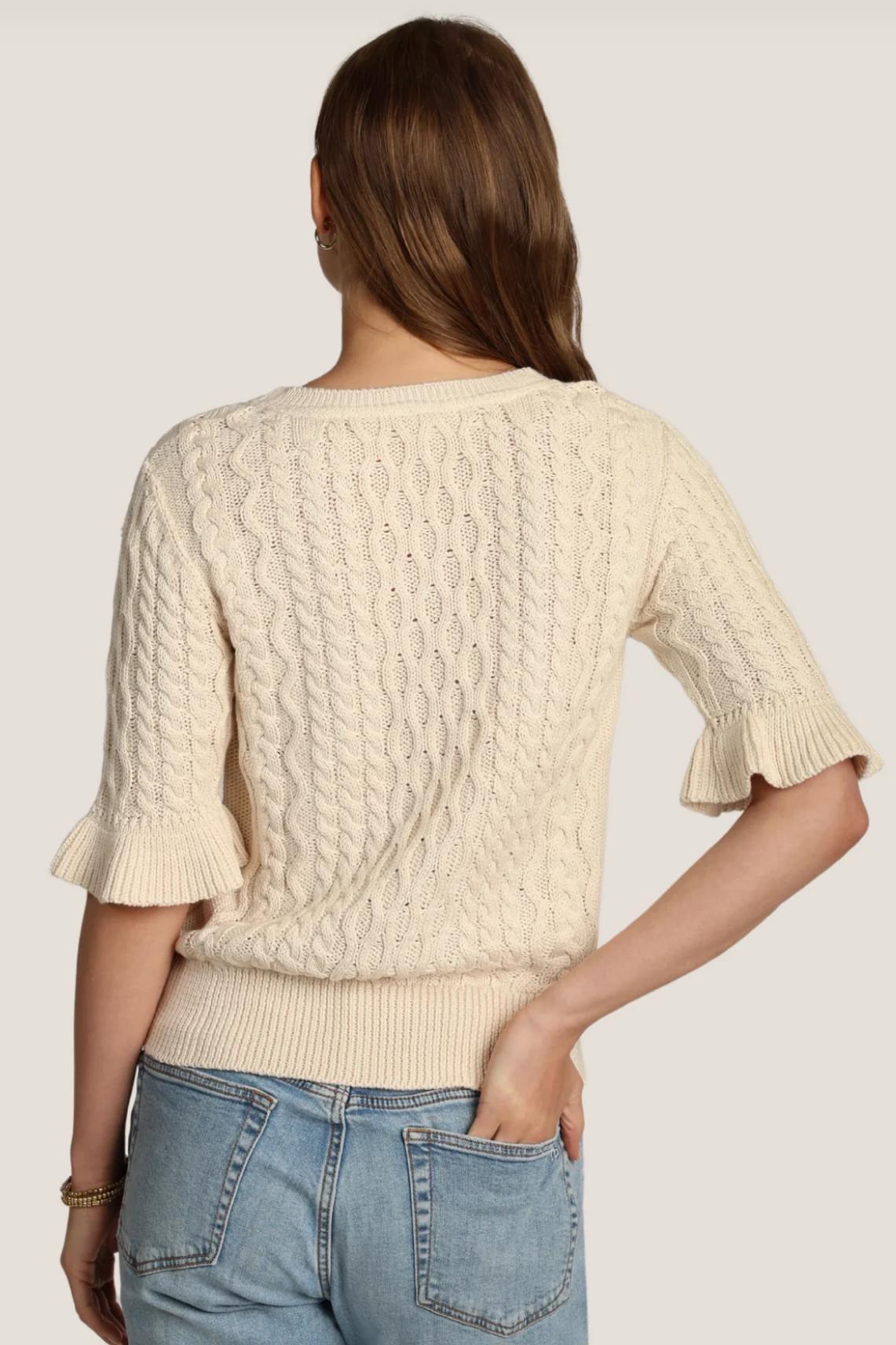 Ruffle Sleeve Crew Top Product Image