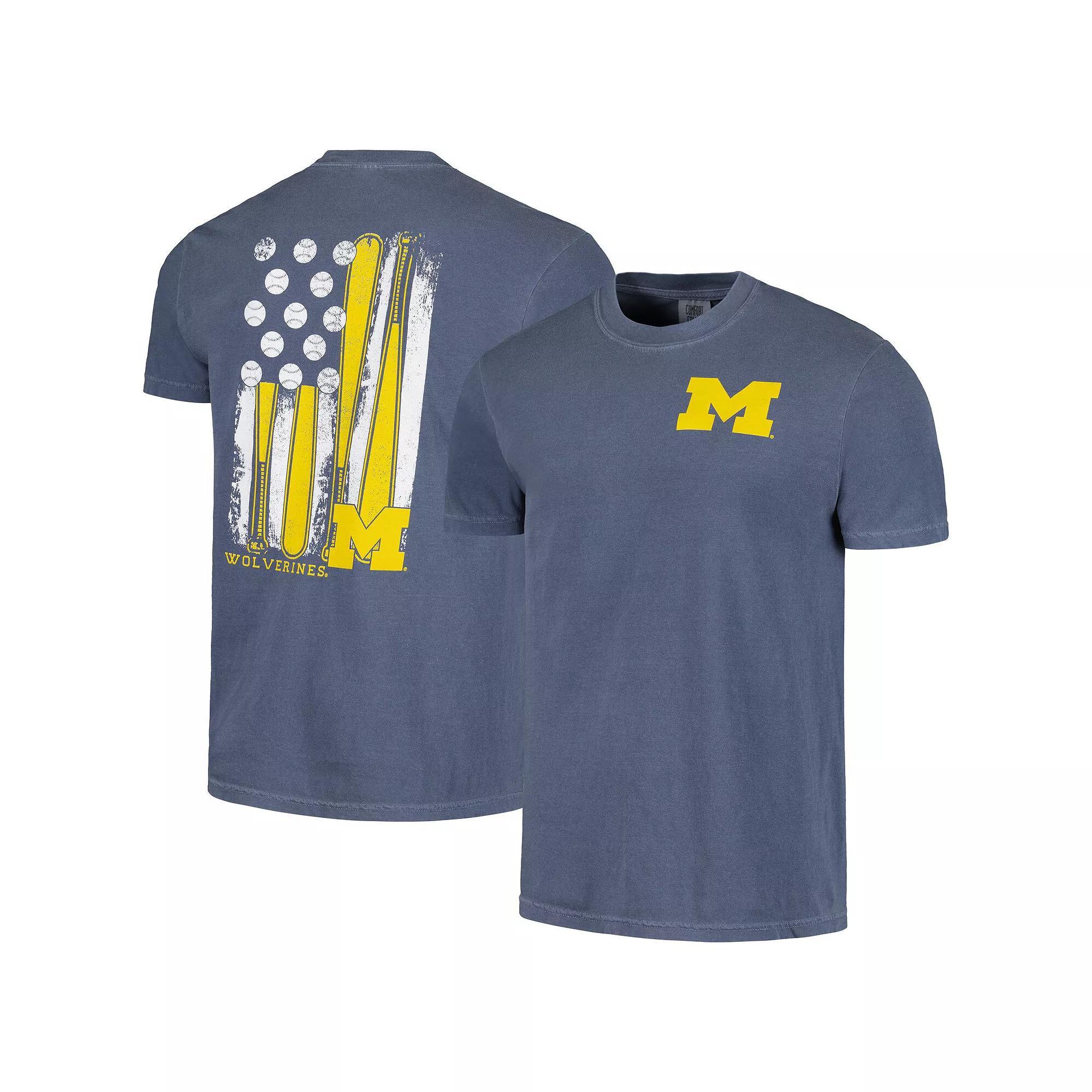 Men's Navy Michigan Wolverines Baseball Flag Comfort Colors T-Shirt, Size: 2XL, Blue Product Image