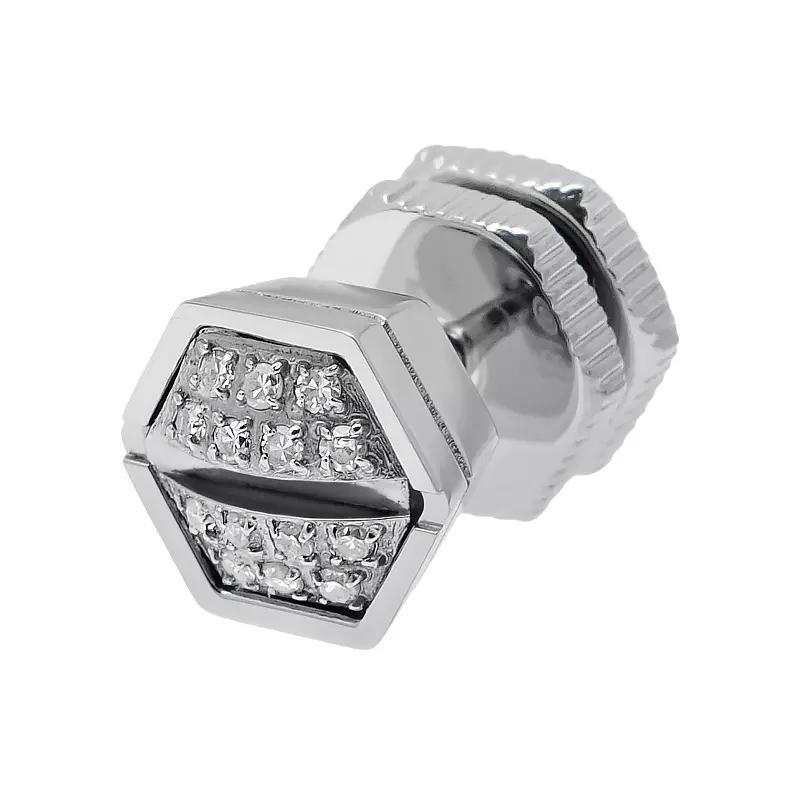 LYNX Diamond Accent Stainless Steel Screwhead Stud - Single Earring, Mens, White Product Image