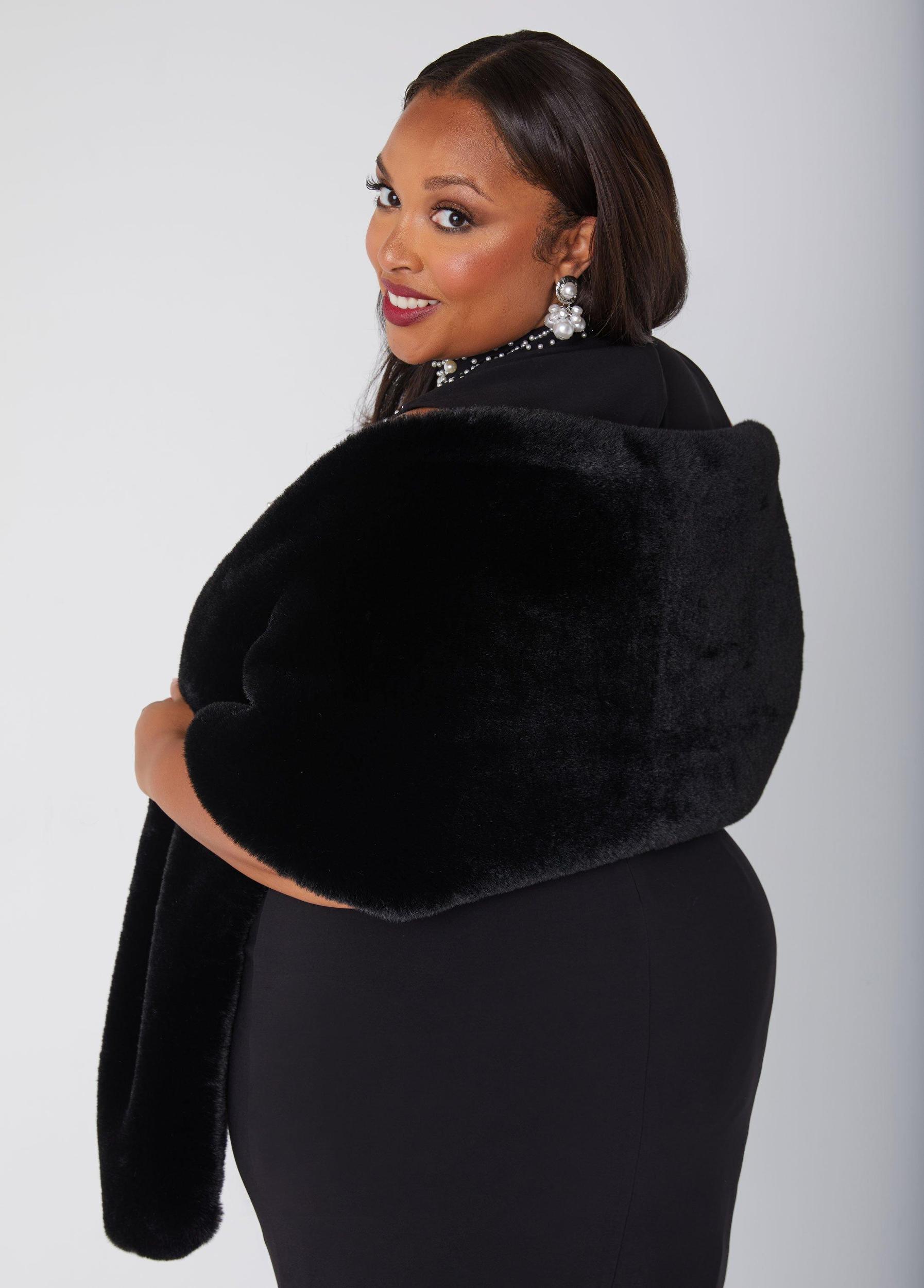 Satin Lined Faux Fur Shawl Product Image