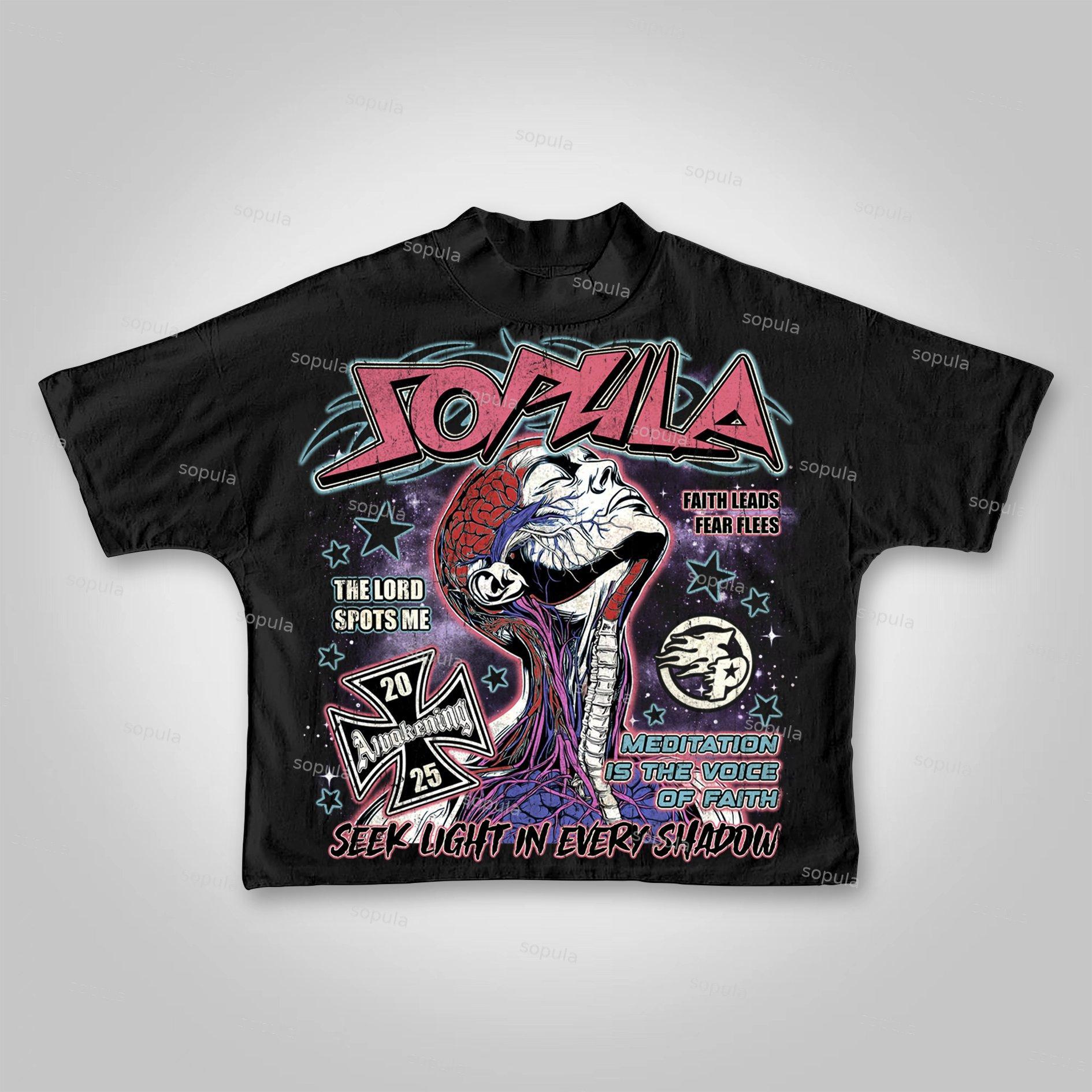 Sopula 2025 Meditation And Faith Vintage Graphics Cropped T-shirts Product Image