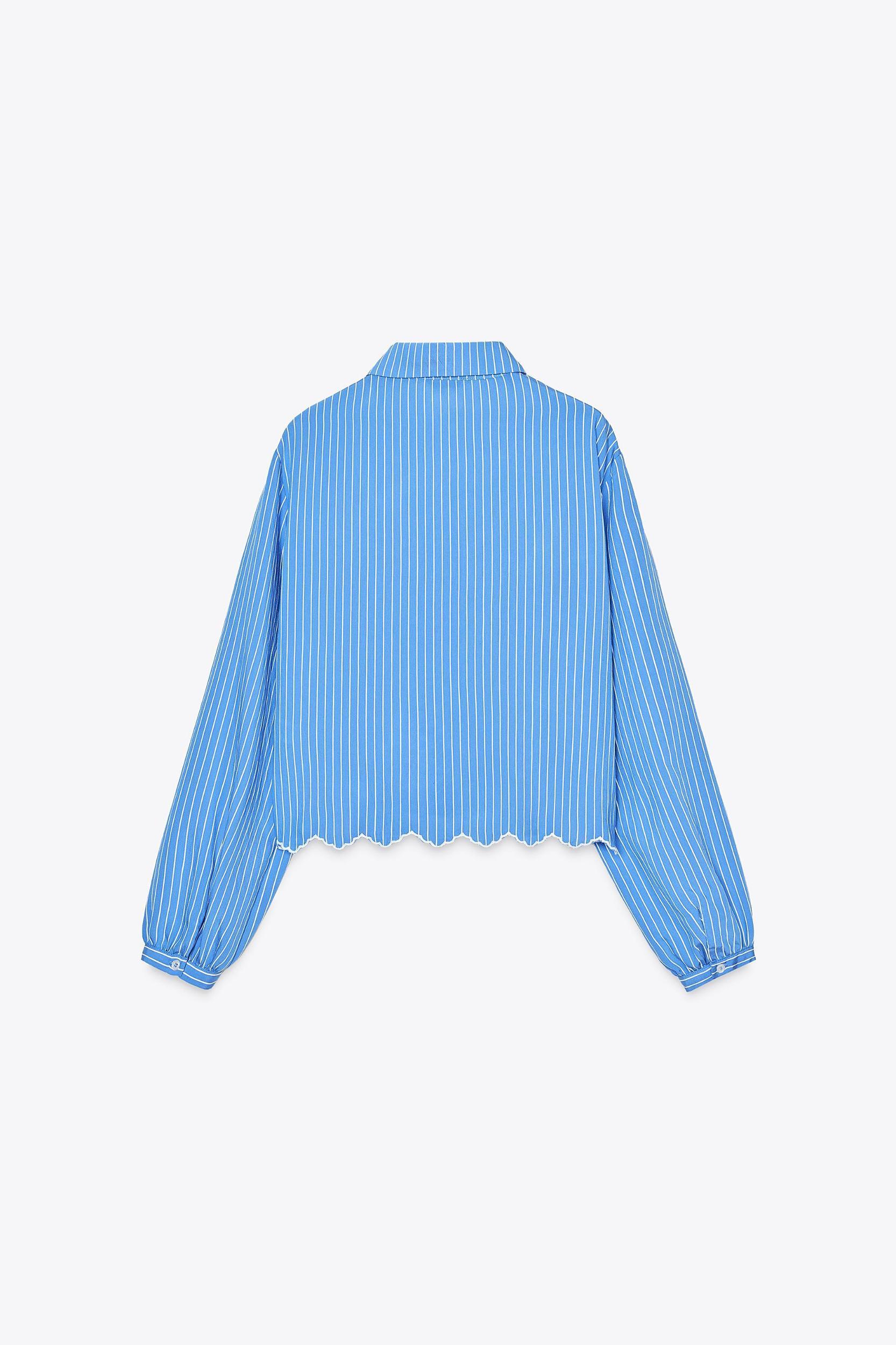 STRIPED EMBROIDERED EYELET SHIRT Product Image