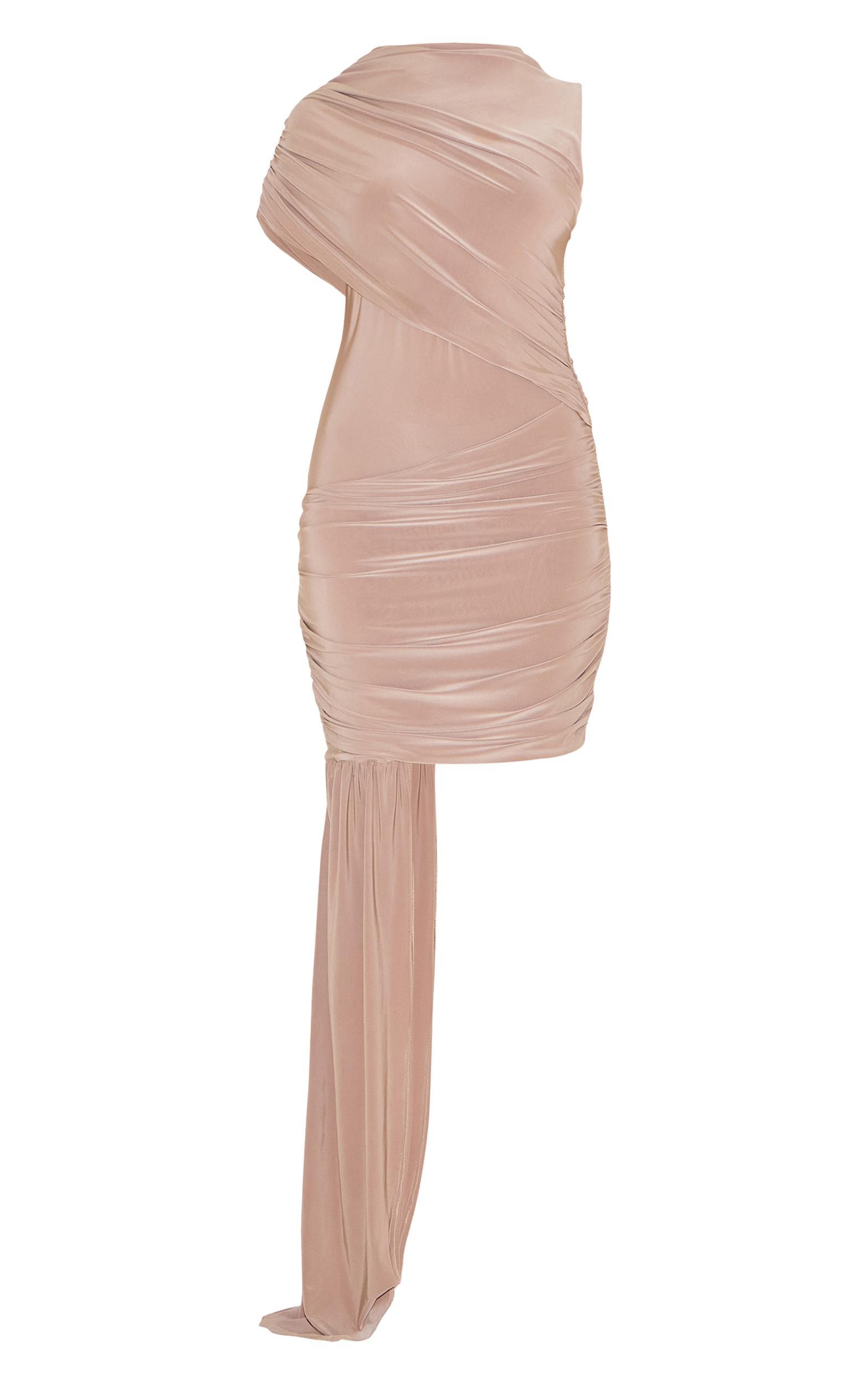 Petite Taupe Cut Out Front Asymmetric Maxi Dress Product Image