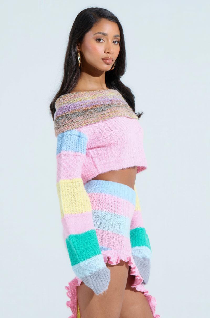 PRETTY LIKE ME OFF THE SHOULDER SWEATER Product Image