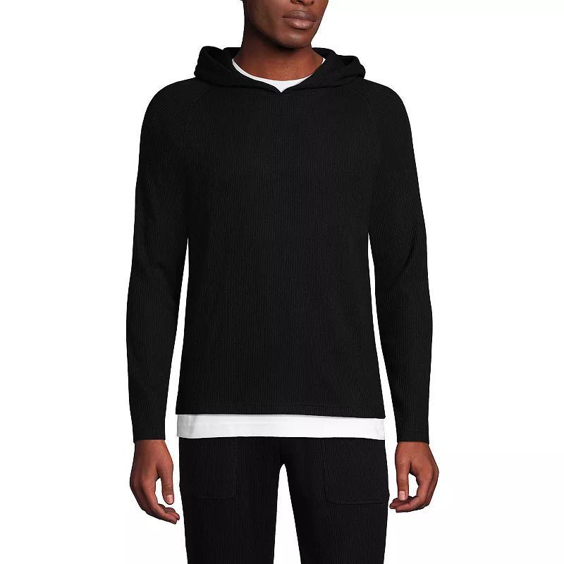 Men's Lands' End Brushed Rib Hooded Sweatshirt, Size: XL, Deep  Blue Product Image