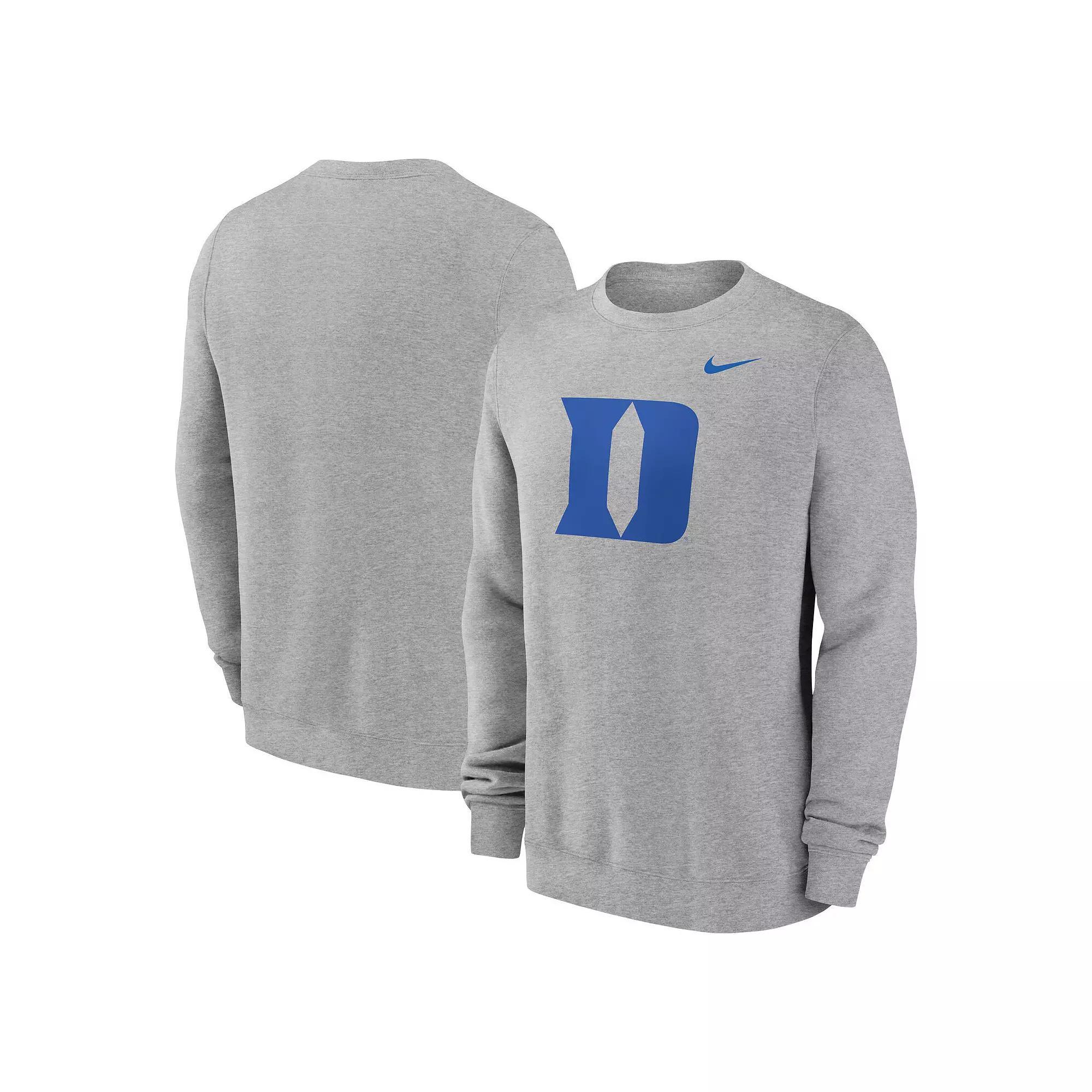Mens Nike Heather Gray Duke Blue Devils Primetime Evergreen Fleece Pullover Sweatshirt Product Image