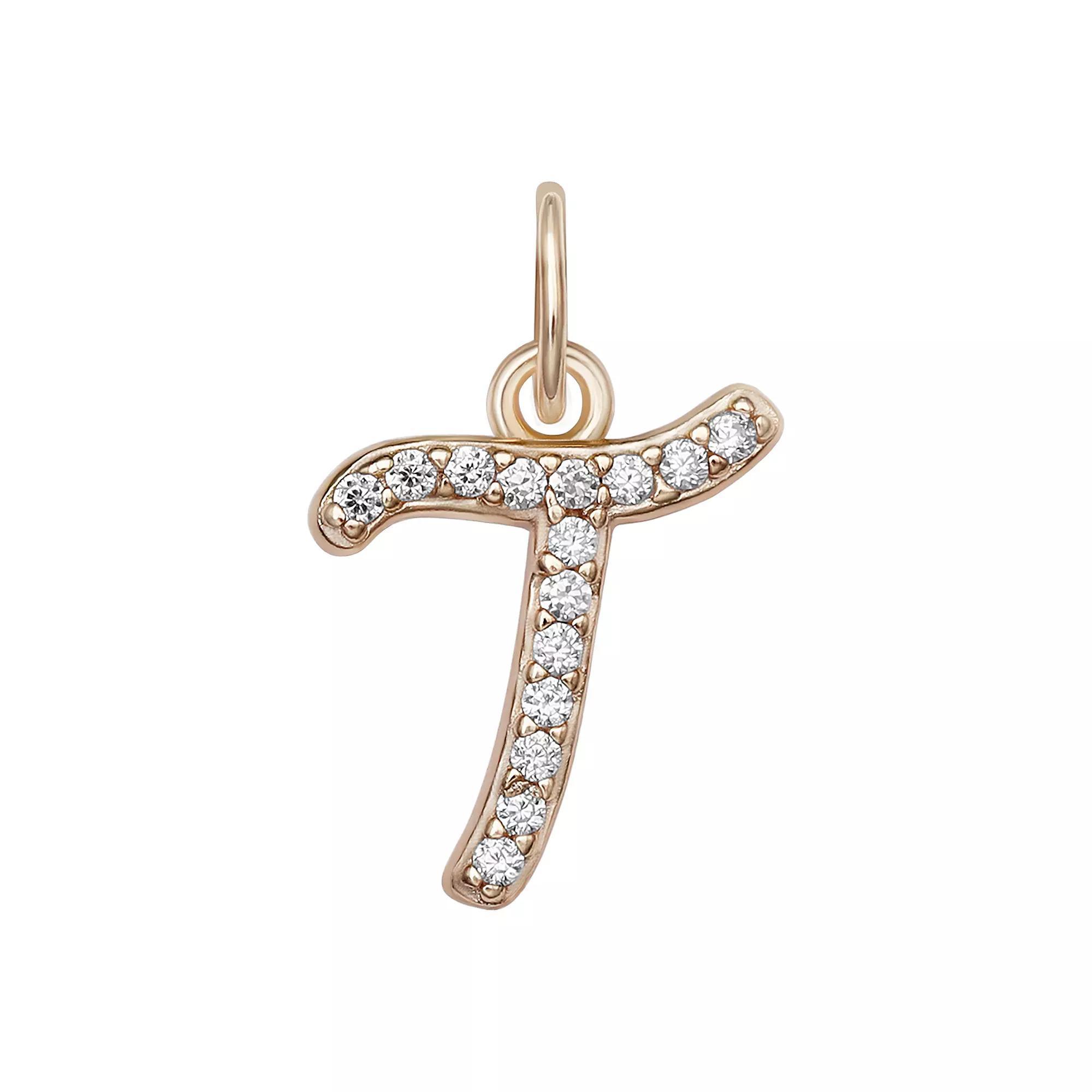 LC Lauren Conrad Sterling Silver Cubic Zirconia Initial Charm, Womens, Gold Tone O Product Image