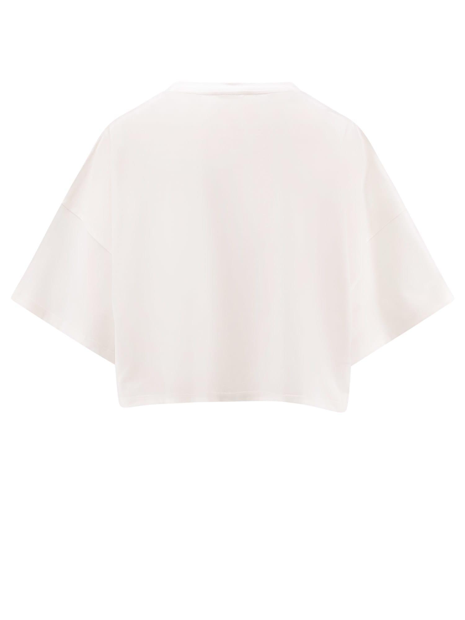 CHLOÉ White Cropped Crewneck T-shirt With Maxi Logo Print On The Front In Cotton Woman In Multicolor Product Image