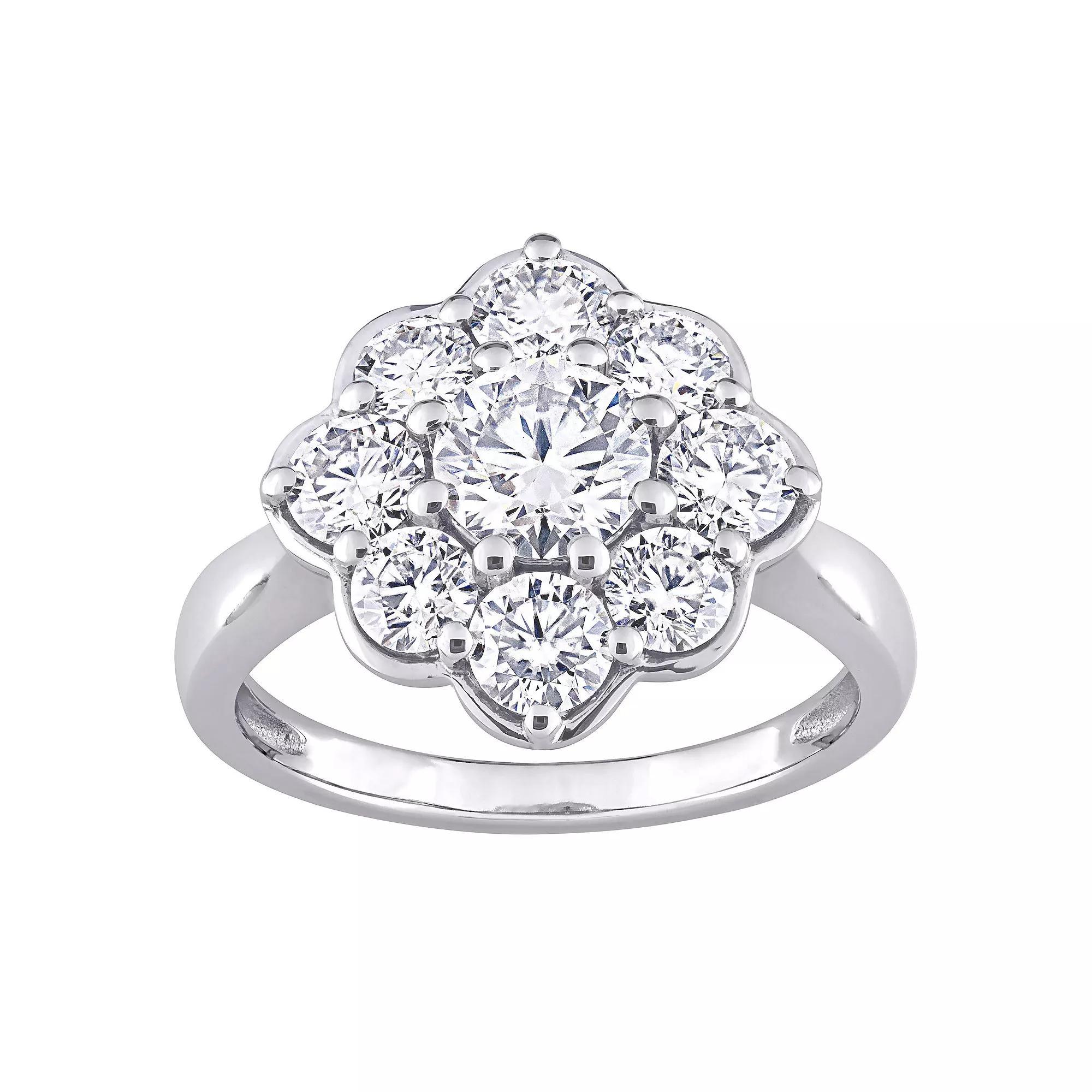 Stella Grace 10k White Gold Lab-Created Moissanite Floral Ring, Womens Product Image