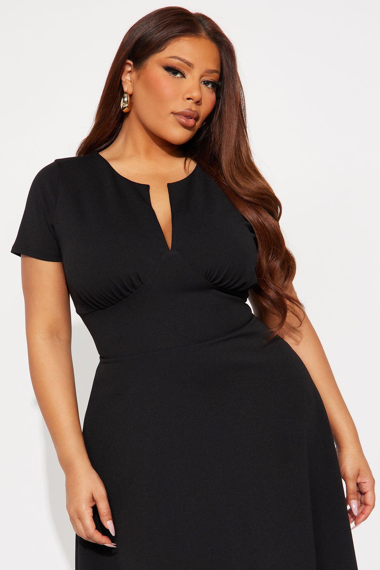 Charolette Short Sleeve Midi Dress - Black Female Product Image