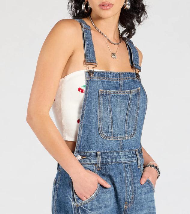 Match My Vibe Wide-Leg Denim Overalls Product Image