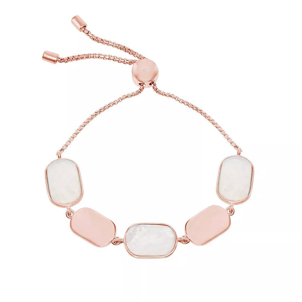 14k Rose Gold Over Silver Mother-of-Pearl Bracelet, Women's, Size: 5-9" ADJ, Pink Tone Product Image