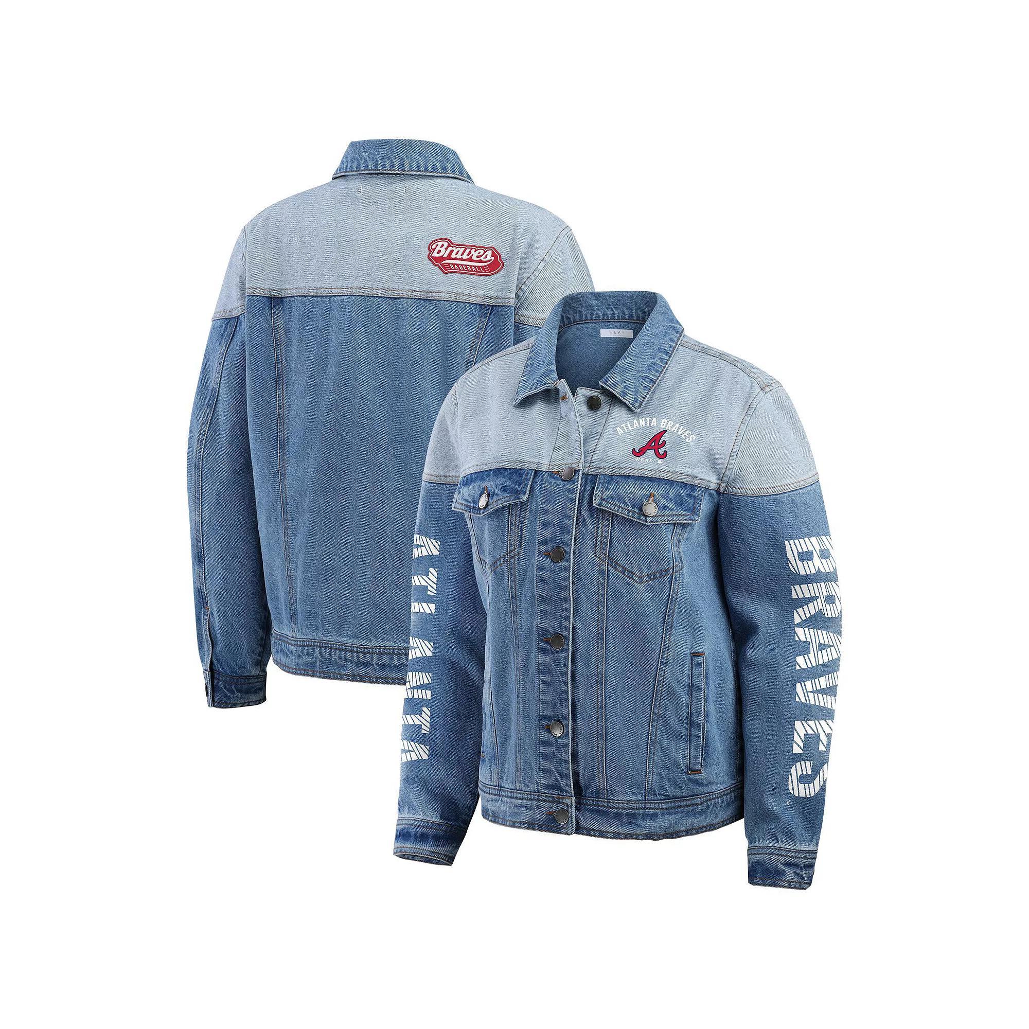 Women's WEAR by Erin Andrews  New Orleans Saints Full-Button Denim Jacket, Size: Small, Turquoise A Product Image