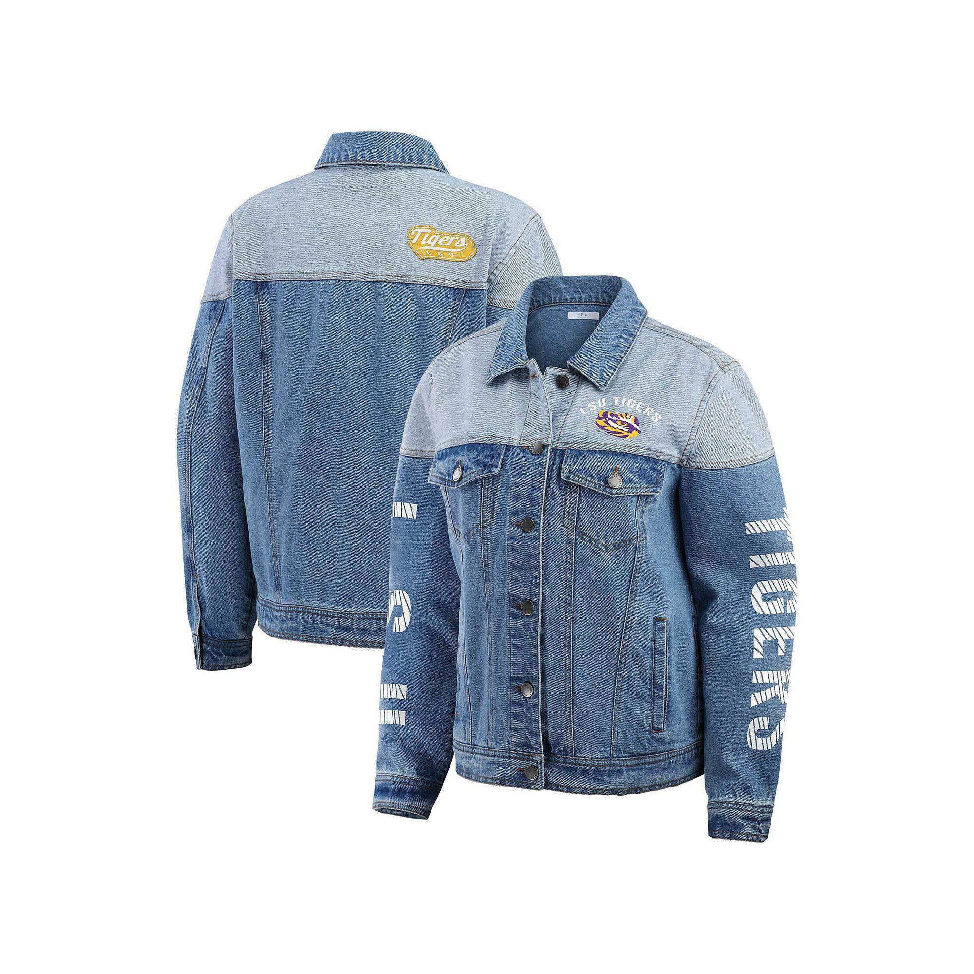 Women's WEAR by Erin Andrews  New Orleans Saints Full-Button Denim Jacket, Size: Small, Turquoise A Product Image