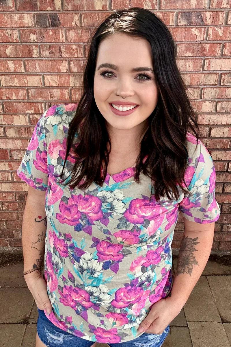 Sterling Kreek Life Is A Flower V Neck Tee Product Image