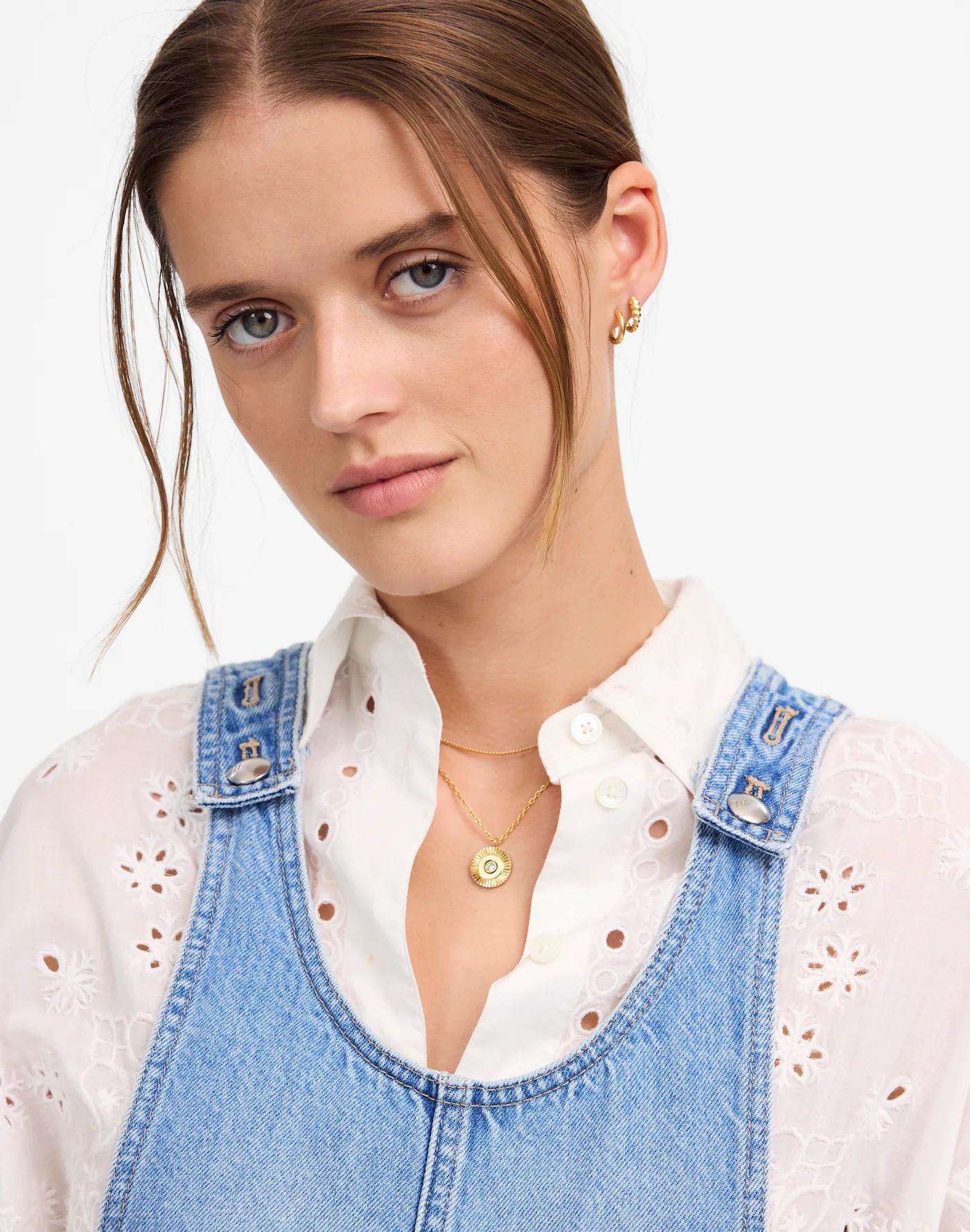 Scoopneck Denim Shortalls in Allenwood Wash Product Image