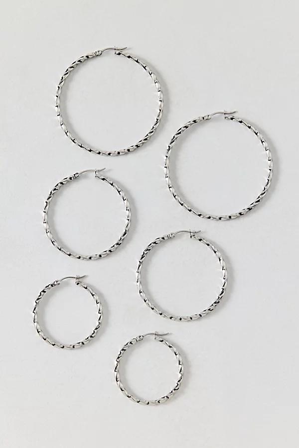 Thin Twist Waterproof Hoop Earring Set Womens at Urban Outfitters Product Image