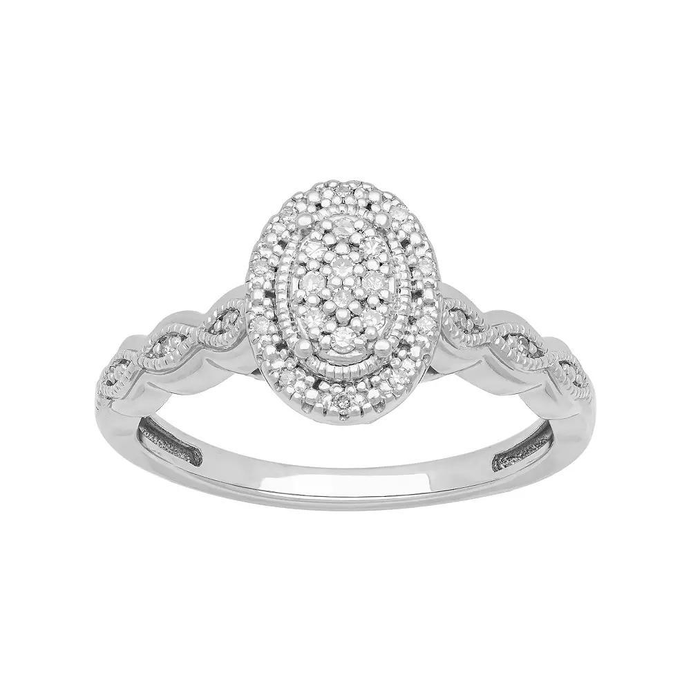 Love Always Sterling Silver 1/10 Carat T.W. Diamond Halo Promise Ring, Women's, Size: 7 Product Image
