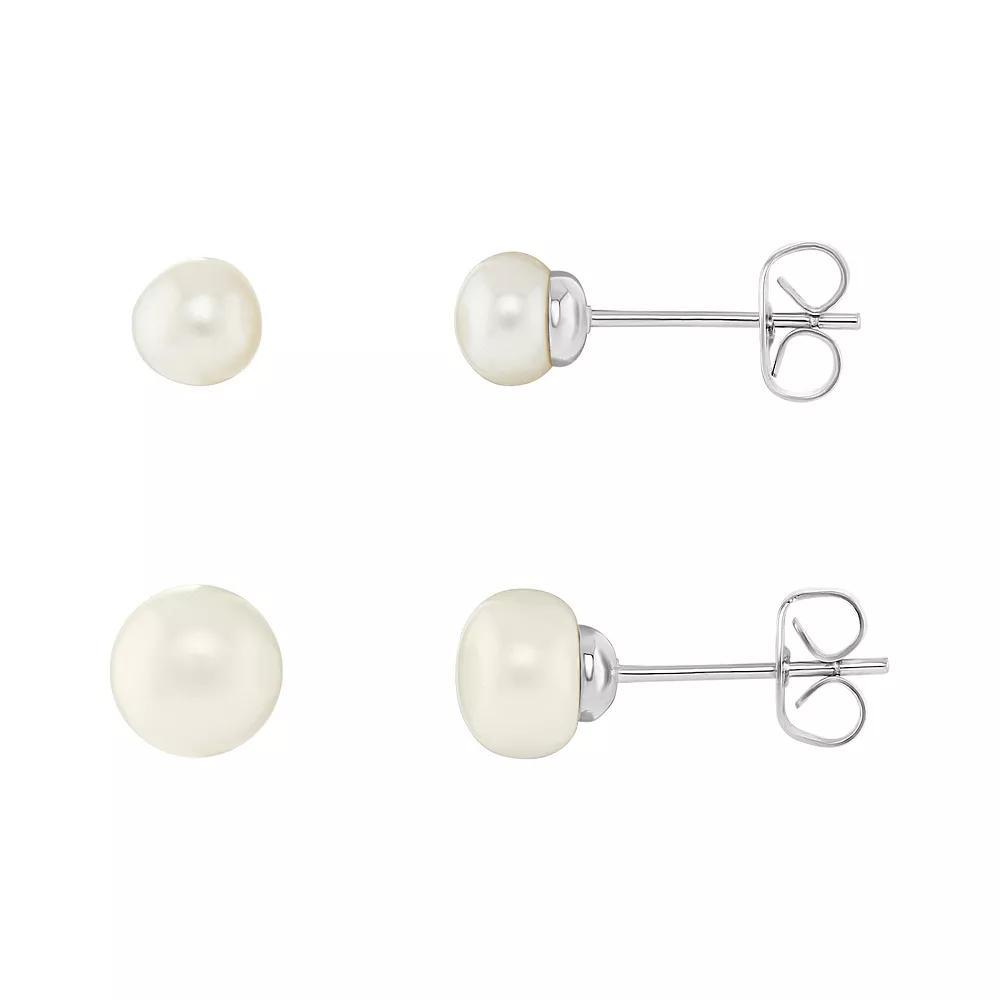 PRIMROSE Silver Tone Freshwater Cultured Pearl Stud Earrings Duo, Womens Product Image