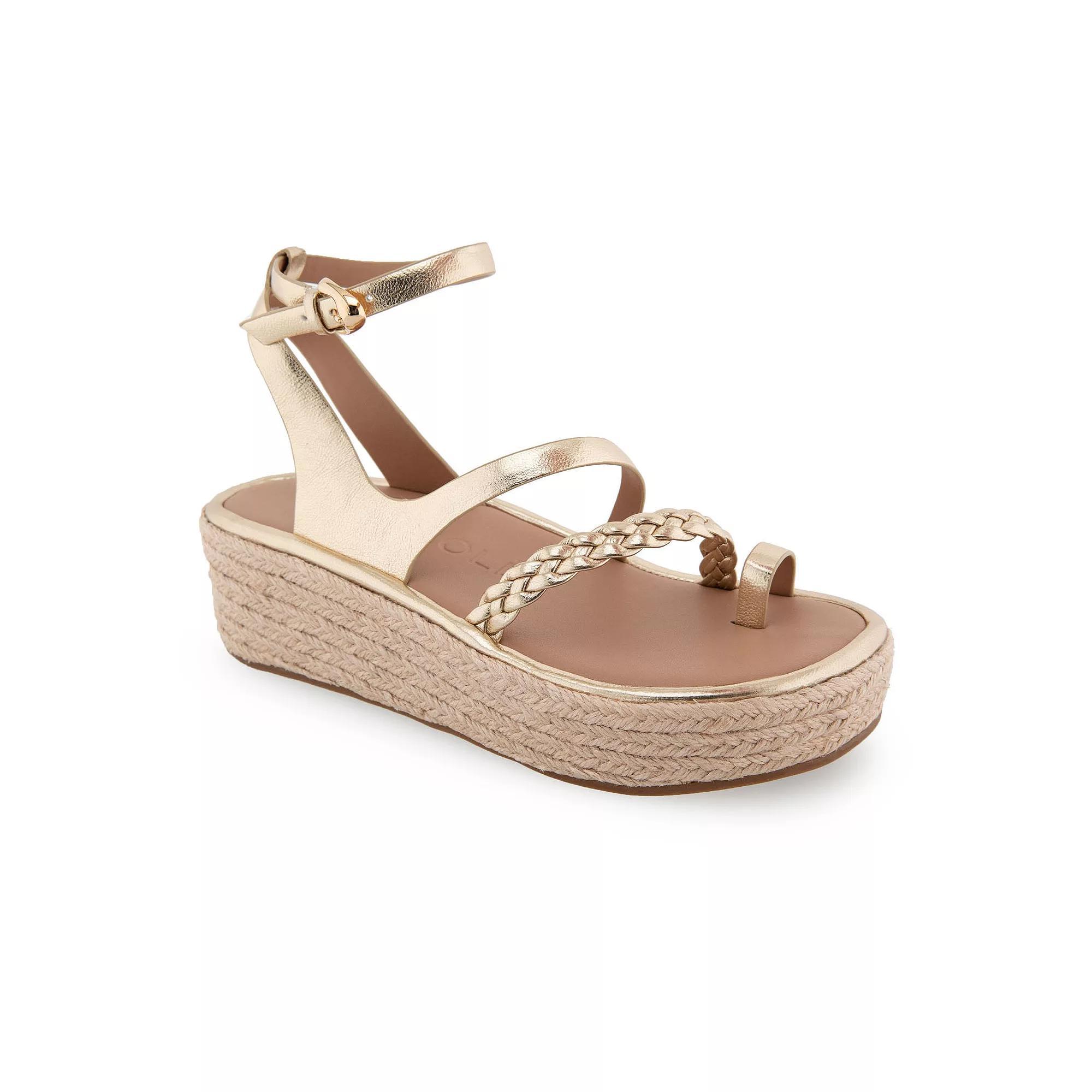 Aerosoles Dolly Women's Flatform Wedge Sandals, Size: 8.5, Soft Gold Patent Pu Product Image