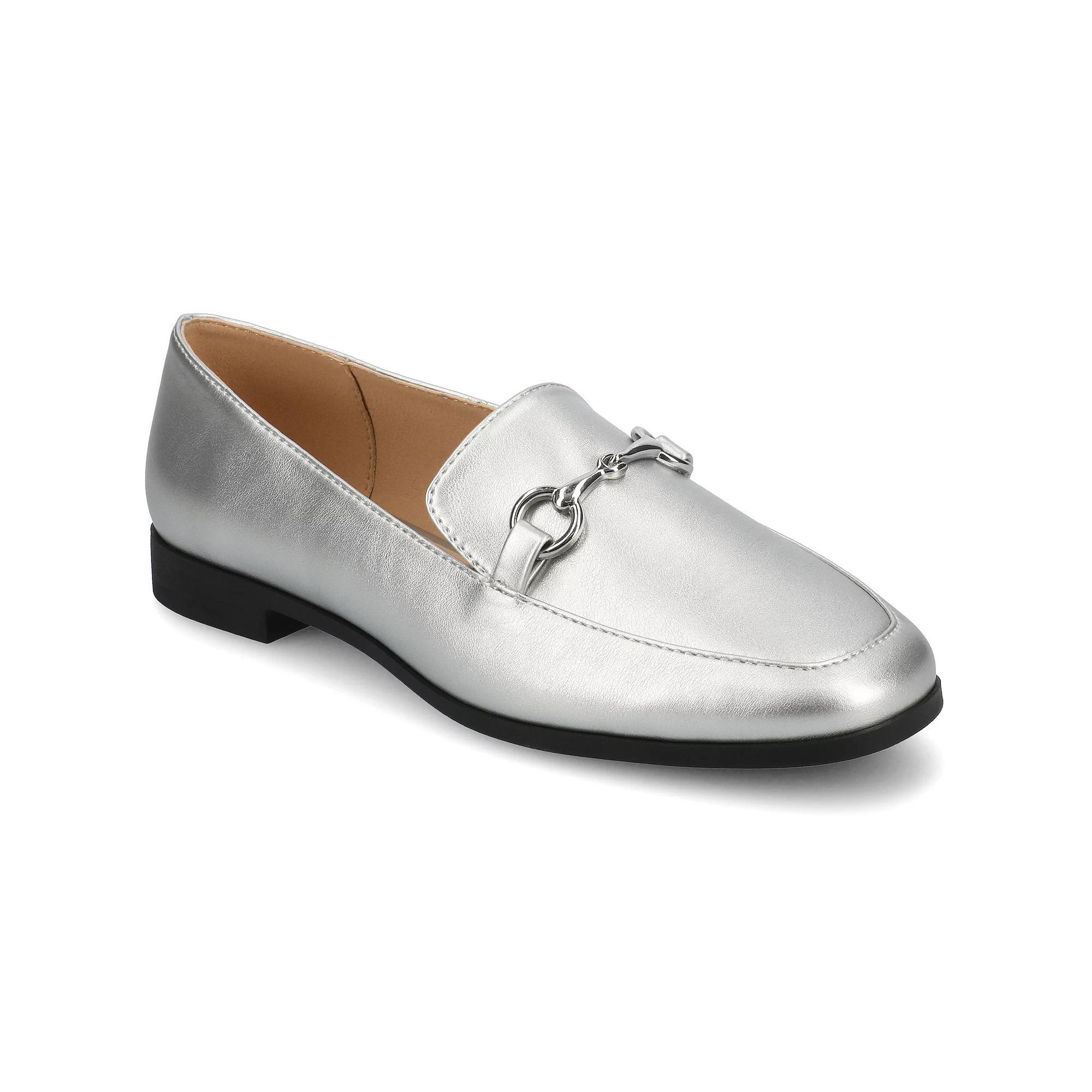 Journee Lacie Women's Slip On Square Toe Loafers, Size: 8, Silver Product Image
